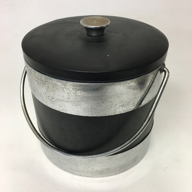 ICE BUCKET, 1960s Black & Silver